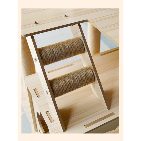 Customized Size Wood Cat Tower with Multi-Level Climbing Frame Scratcher Components