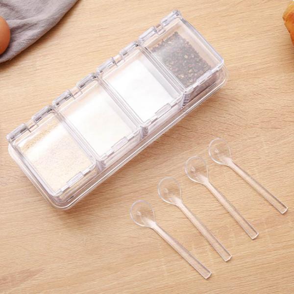 Кухня 4 ясной акриловой части коробки специи для приправляя хранения Condiment