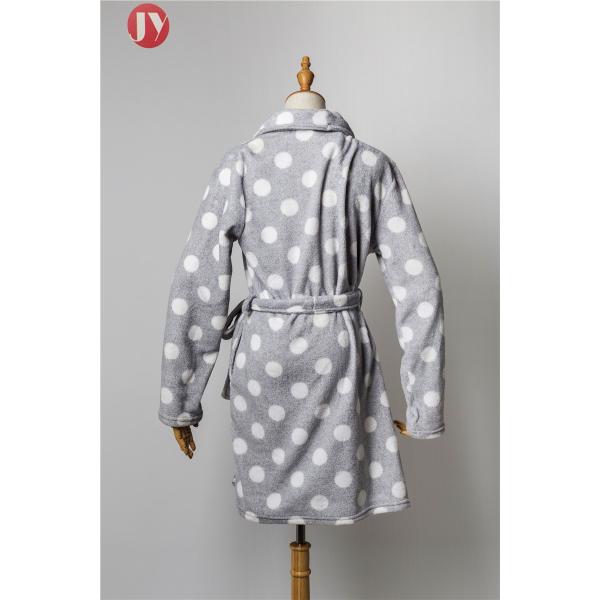 Mature Flannel Soft Bathrobe Nightgowns Women Dots Printed Warm Flannel Long Sleeve Sleepwear