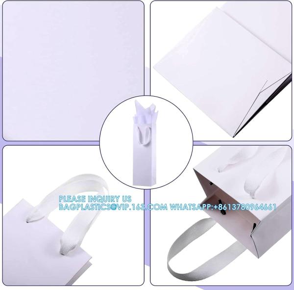 Paper Wine Bag Wine Bottle Bag Holder With Handles With Kraft Tissue Paper Retail Wine Bag For Christmas Holiday