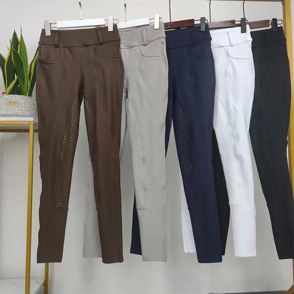 Black Horse Riding Jodhpurs Women Four Way Stretch Breeches With Silicone