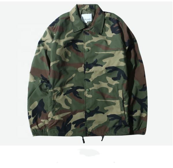 New Plus Size Coach Blue Camo Jacket , Twill Coach Jacket Eco Friendly