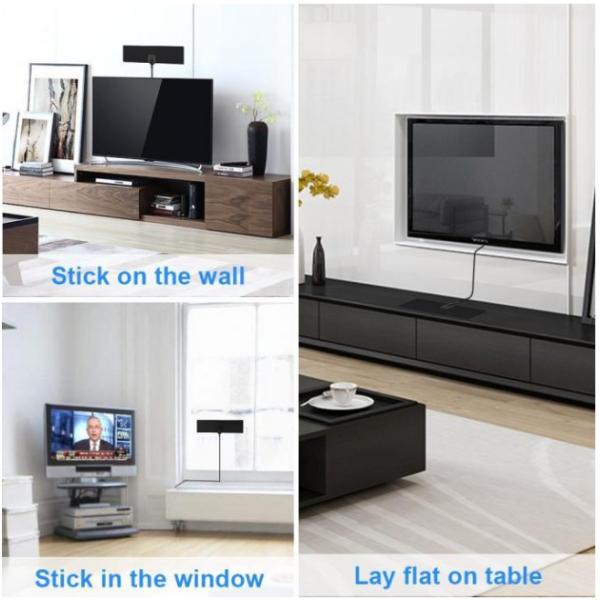 Ultra Thin Indoor HD Television Antennas 10ft Coaxial Cable Gain 30dbi With Amplifier