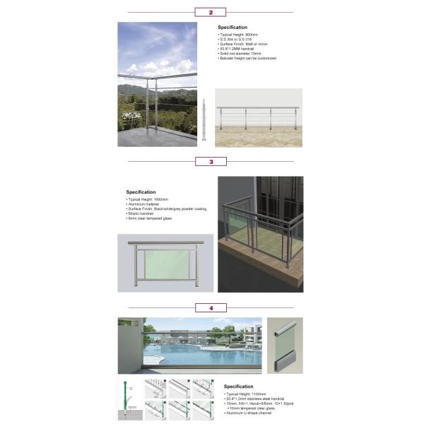 лестница высоты 1000mm прозрачная акриловая прокладывая рельсы роскошные алюминиевые поручни для лестниц