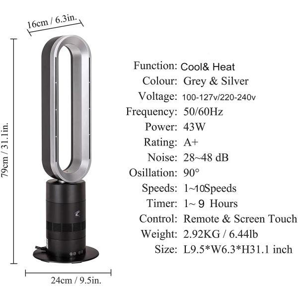 9 HOURS House Swing Function Bladeless Fan Tower FAN for Pedestal Fans