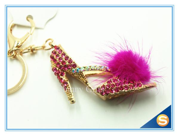 Rhinestone High Heeled Shoes Connecting Metal Key Chain Metal Charm Pendant Purse Bag Key Ring