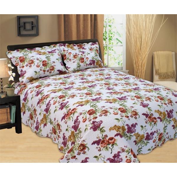 Durable Country Style Printed Quilt Set Hand Wash Natural Cotton Fabrics
