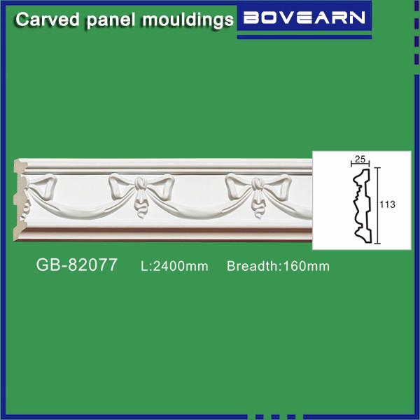 Polyurethane carving wall Mouldings/ Chair rails/ white primed color customized OEM accepted