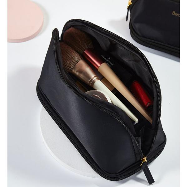Brush bag and makeup bag 2 in one women's small portable travel set storage bag