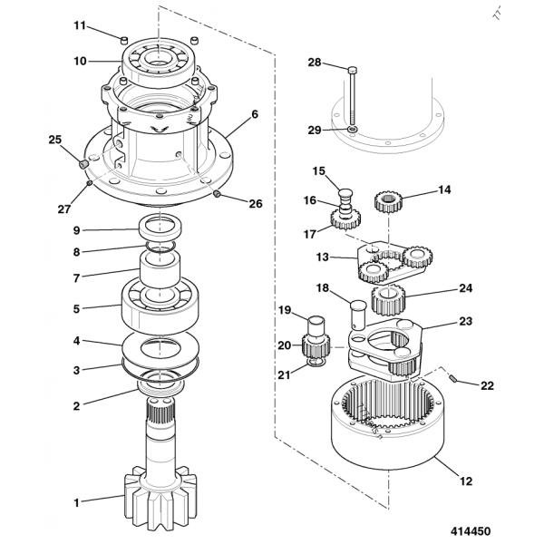 Excavator Parts Swing Gearbox Assembly JS110 JS145W LNO0104 LNM0437