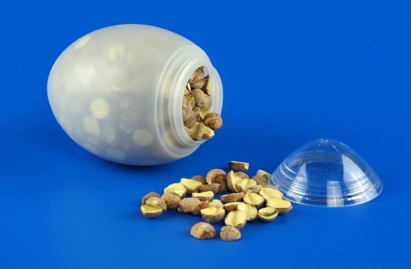Food Grade Material Plastic Storage Canisters Egg Shape 485Ml 47MM Caliber