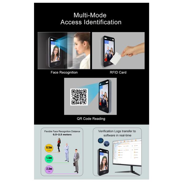 8 Inch Screen Dynamic Biometric Time Attendance System Fingerprint Face Recognition Access Control Device WIFI Cloud