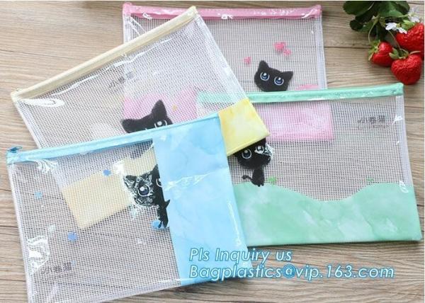 Document Bag with Zipper Storage Holder for Papers Stationery Student Gift, Customized stand up zipper plastic bag