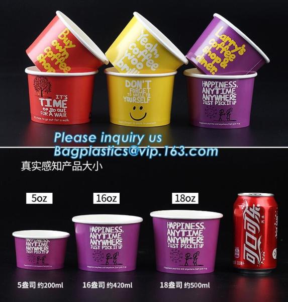 A series of custom logo printed double PE coated icecream paper cup with lid from Wuhan manufacturer bagplastics bagease