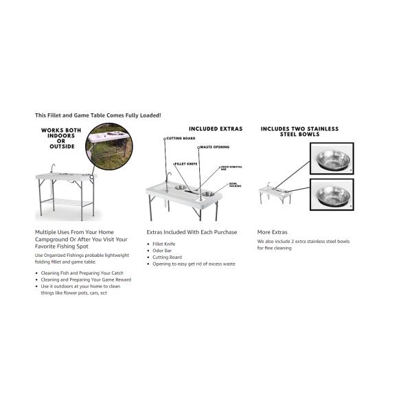 Convenient Outdoor Camping Folding Fish Fillet Table with Sink and Alumium Frame