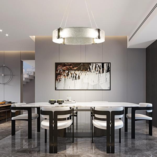 Post-modern Glass Luxury LED Pendant Lights Living Room Restaurant Parallel Ring LED Chandelier(WH-MI-144)