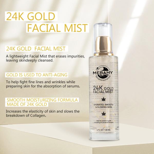 Hyaluronic кисловочные брызги тумана Vegan золота 24K лицевые для всех типов кожи