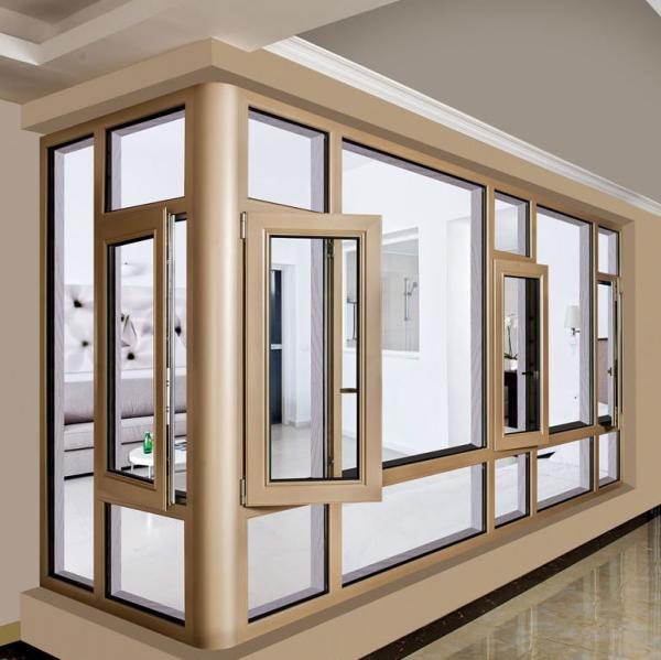 Level 6 Water Tightness Customize Aluminum Casement Glass Windows  Energy Efficiency