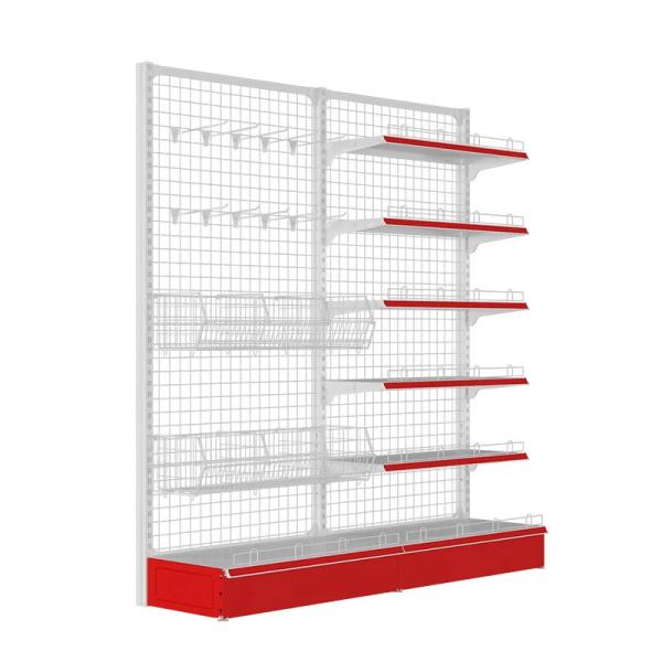 shelves system gondola supermarket equipment steel single side rack for supermarket shop exhibit shelf gondola motor hoist