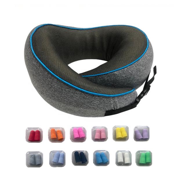 Knitted Cotton Travel Neck Pillow Memory Foam Airplane Head Support Soft Airplane Pillow