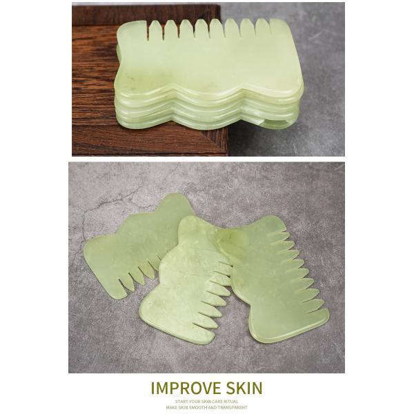 Customized Logo Availabled M Shape Jade Gua Sha Stone Head Massager for Hair Health Care and Scalp Massage in Salon Beauty