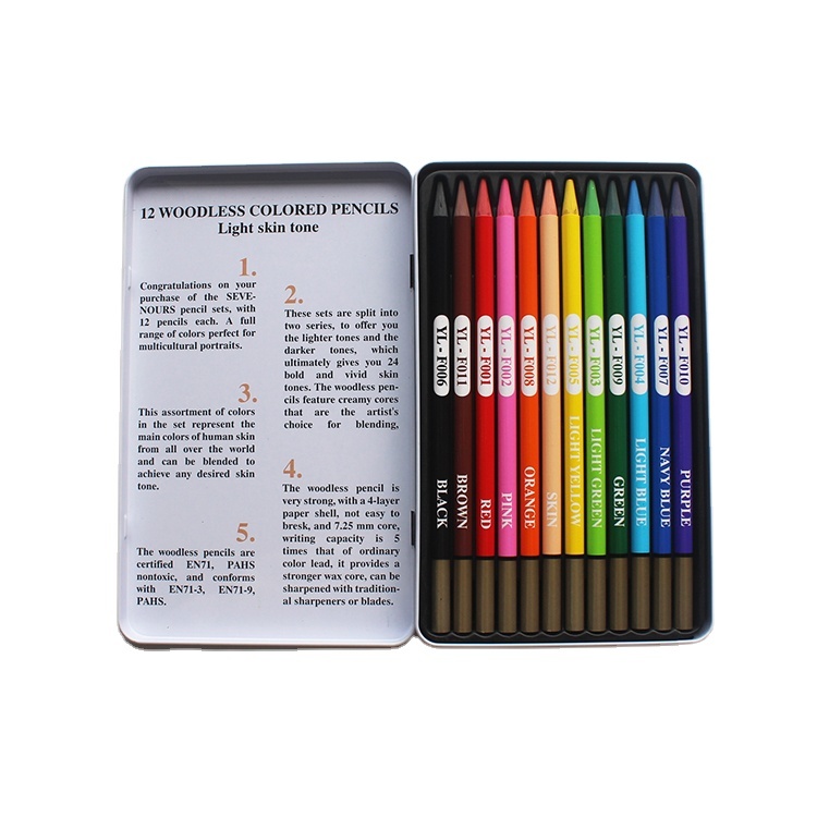 Wholesale 12 Colors Professional Color Woodless Pencils Set