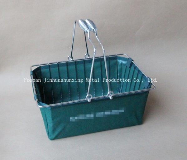 Cesta de fio da cor verde W215mm L285mm para o banheiro, Kicthen com punhos, base, saco de pano