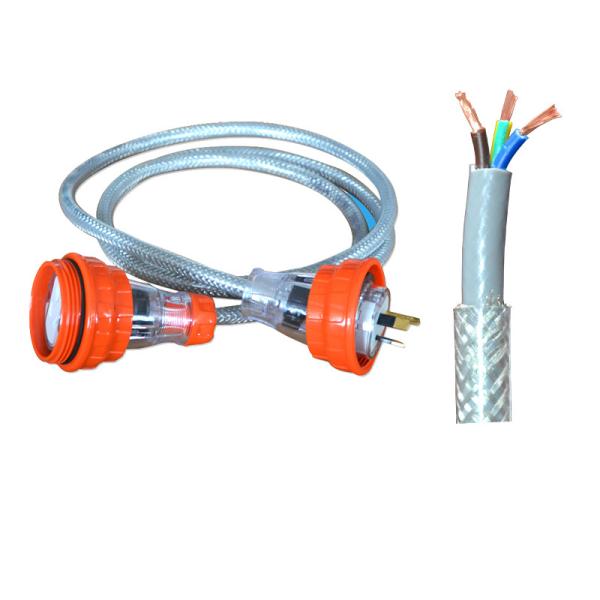 IP66 Waterproof Braided Extension Cable With Industrial Plugs As nzs Plug Power Cord