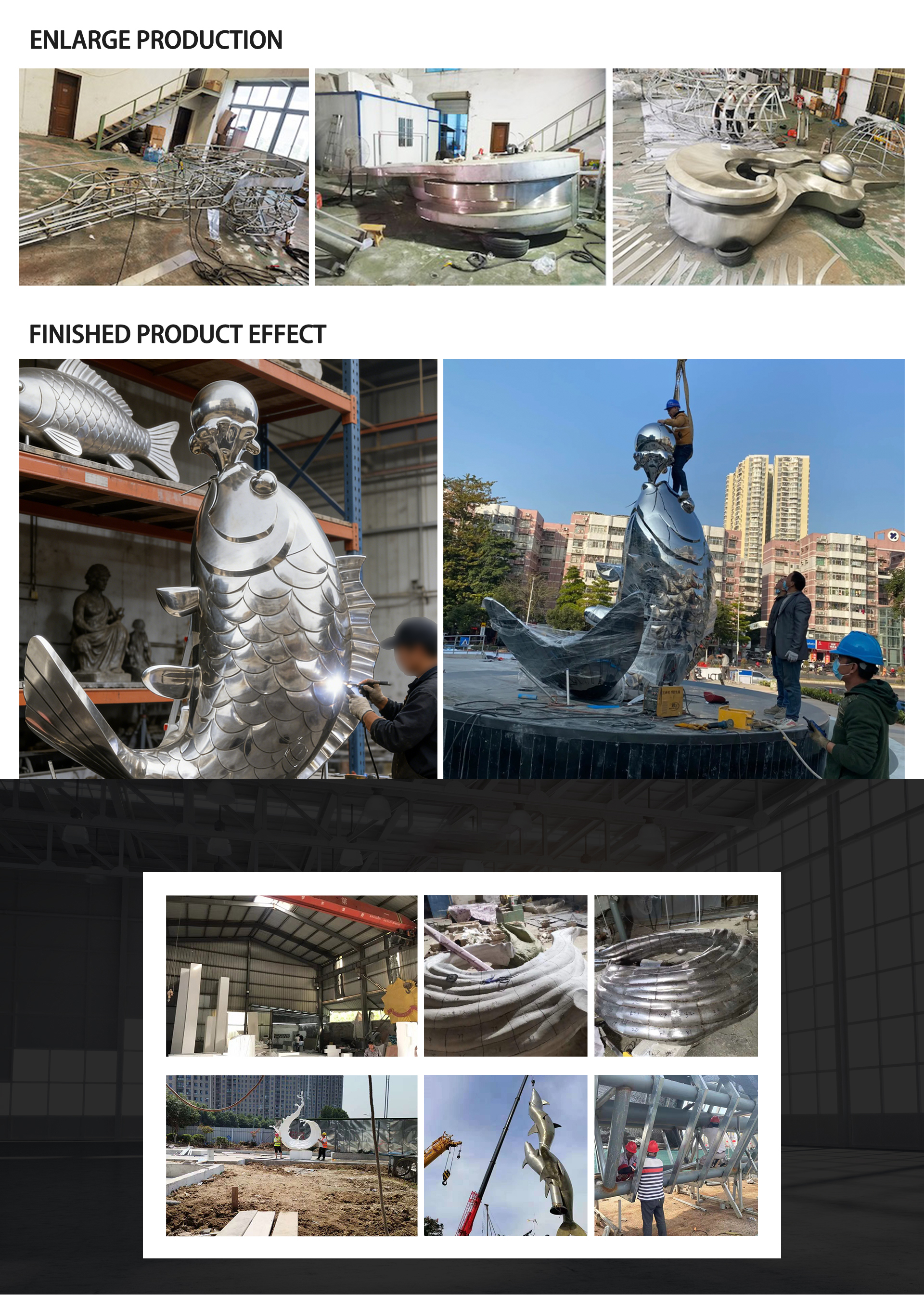 Modern Animal Fish Stainless Steel Sculpture Custom Outdoor Decor Large Sculpture