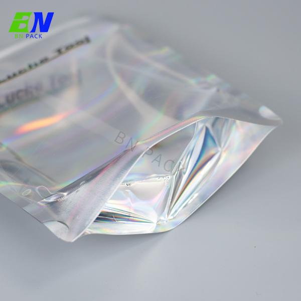 High Quality Holographic Mylar Stand Up Bag With Zipper For Daly Food Packaging