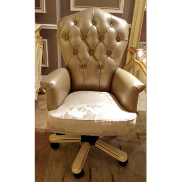 Brown Leather Antique Boss Chair With Wheel Or Swivel FS-168