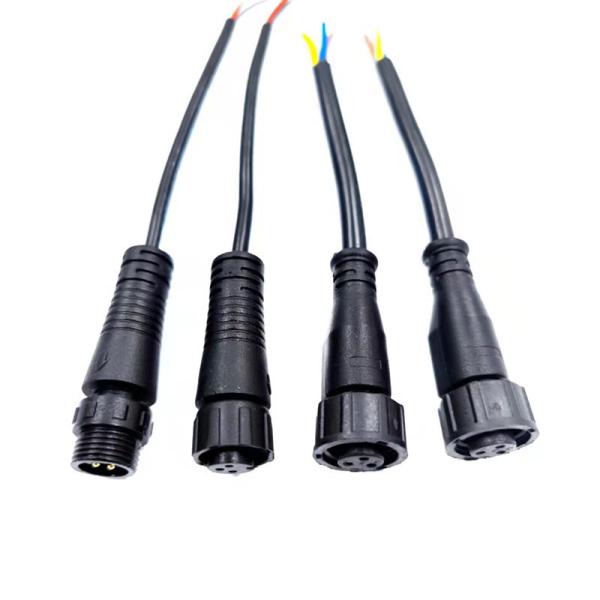 Black M12 4 Pin Waterproof Cable Connector 250V Rated Voltage Male