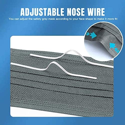 Grey Pleat Anti Dust Disposable 4 Ply Safety Masks 14g