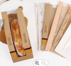 Reusable Kraft Paper Plastic Bread Bags With Window Biodegradable Odm