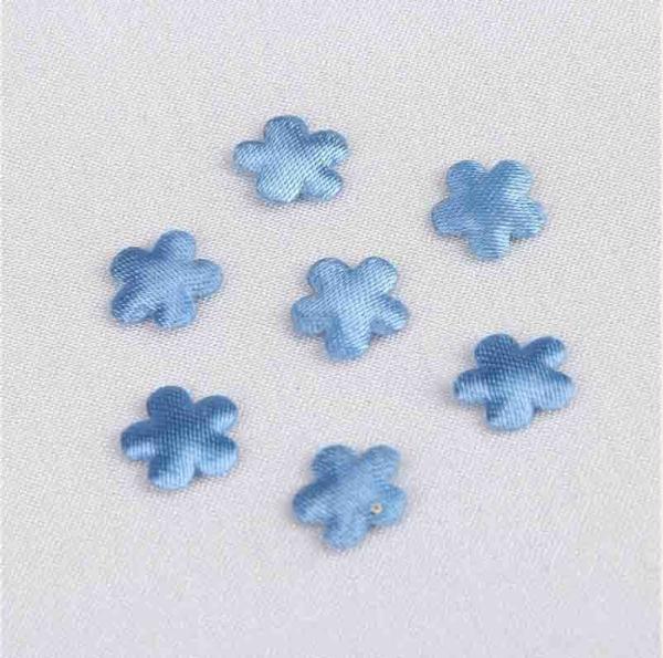 Light Blue Satin Applique Flower Applique Crafts For Dress Decoration Size 10 mm