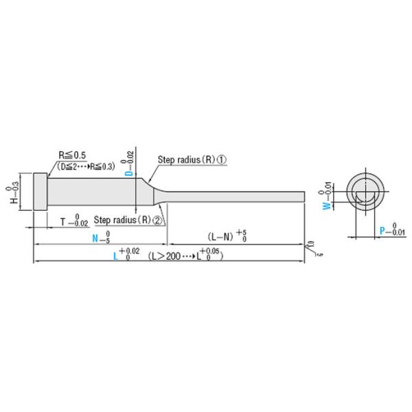 D - Shaped MISIMI Mold Ejector Pins 4mm Head Stepped Type SKH51