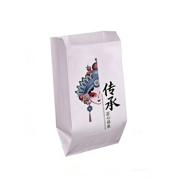Customized Flat Satchel Kraft Paper  Bread Bakery Food Bag