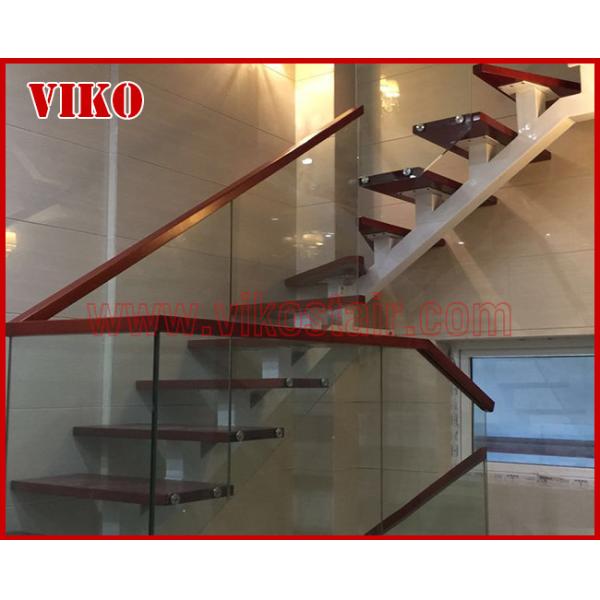 Straight Stringer Staircase VK11S 304 Stainless Steel,Glass Tread,12mm Tempered Glass Railing, Double Steel Plate Stair,