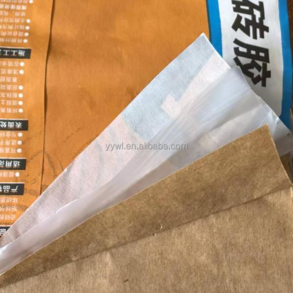 Custom Surface Printing 2 Ply 80GSM Paper Cement Bags 1 Ply Film Multi Wall Paper Moisture Proof for 20KG Tile Adhesive Long-lasting