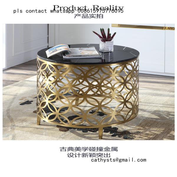 European style creative stainless steel coffee table modern tempered glass table