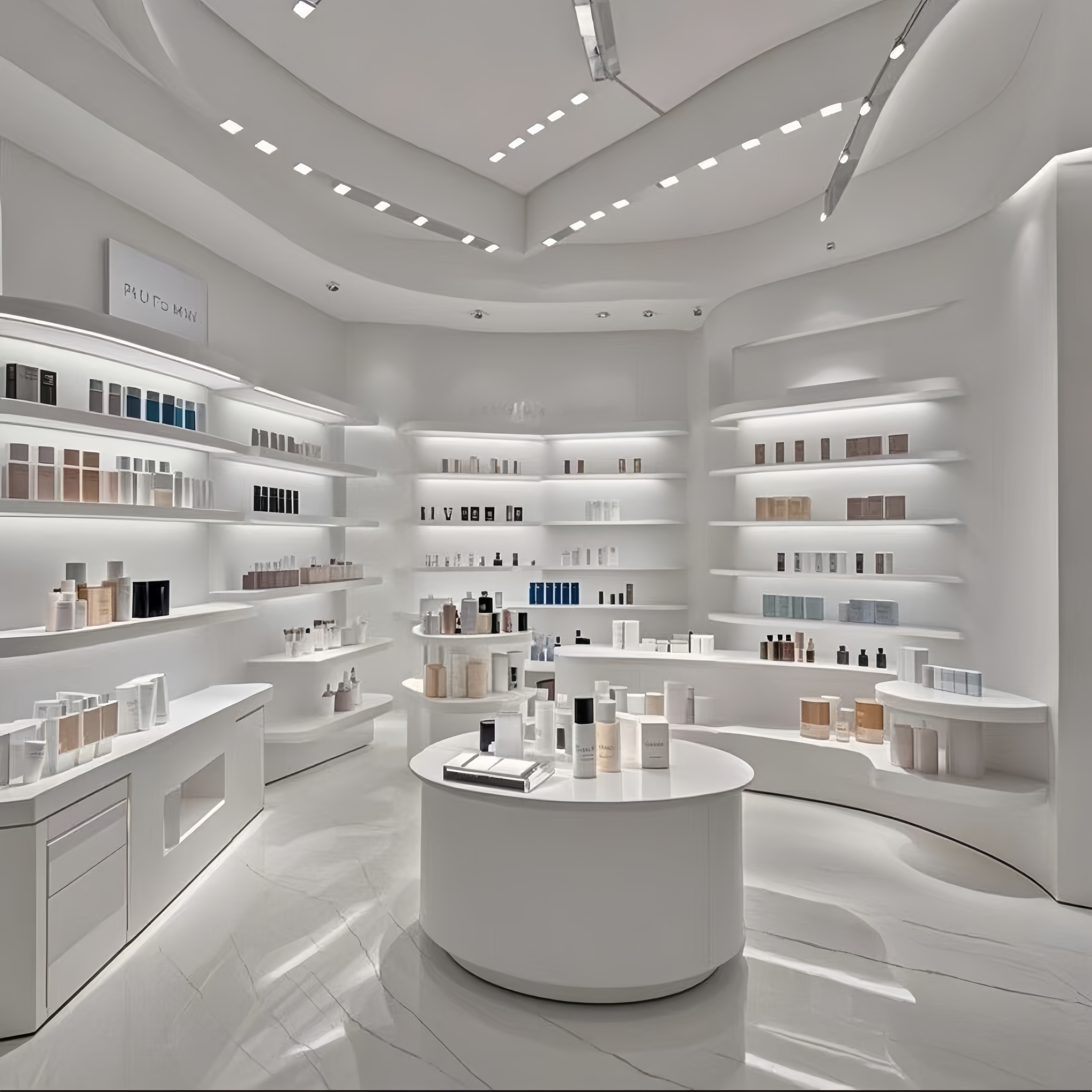 Custom Cosmetic Display Cabinet with LED Lighting - Retail Makeup Racks & Island Stands for Shops