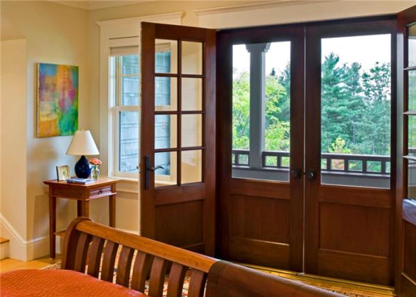 Durable Interior Solid Wood Doors Customized Size / Color With Tempered Glass
