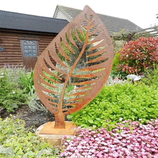 Folha de arte árvore de metal escultura em aço corten decoração de jardim