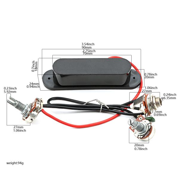 Metal Single Coil Mandolin Pickup Black Cover Com 8~9K DC Resistência