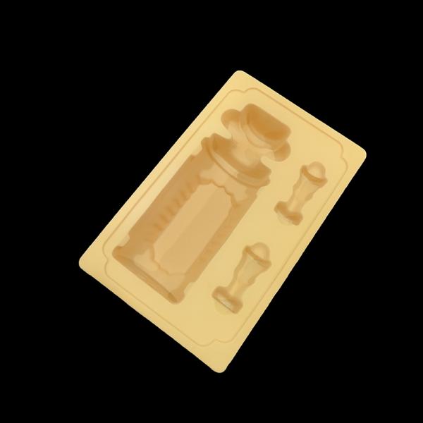 Bouteille de vin personnalisable Insérer un plateau en plastique PET floqué beige pour un emballage sécurisé