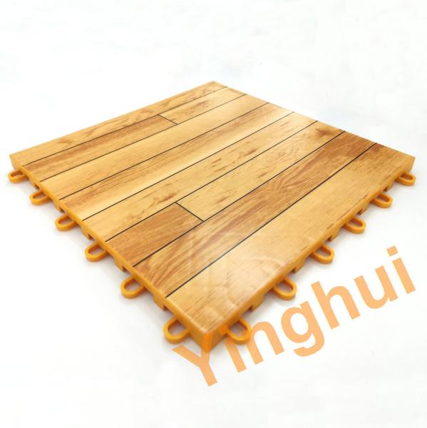 Custom Interlocking PP Basketball Flooring Indoor Wood Plastic Sport Flooring Tile For Fustal Tennis Court
