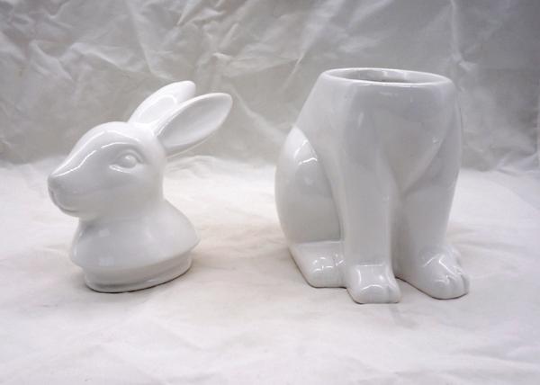 Beautiful Dolomite Rabbit Cookie Jar Gold Printing Ears For Food Container