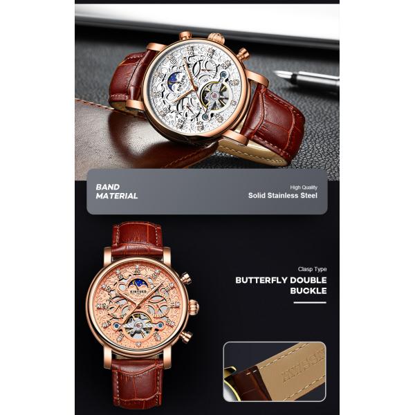Luxury brand automatic mechanical movement genuine leather men charm wrist waterproof watch