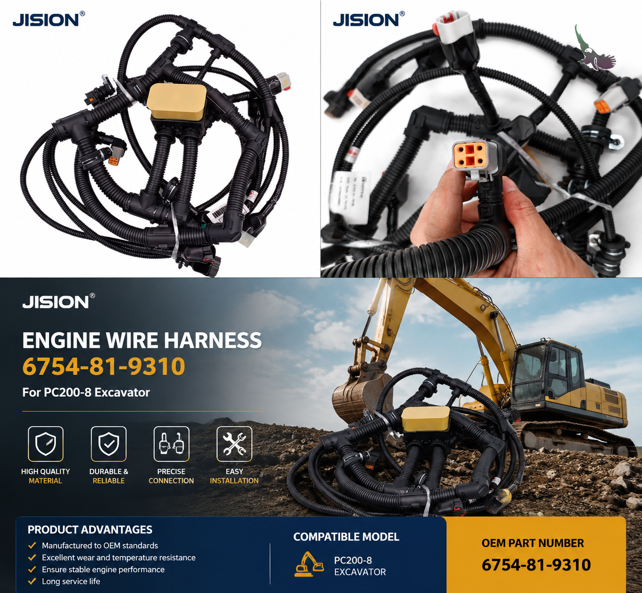 6754-81-9310 Engine Wire Harness for PC200-8 Excavator Spare Parts 6754819310 Electrical Wiring Harness Assembly