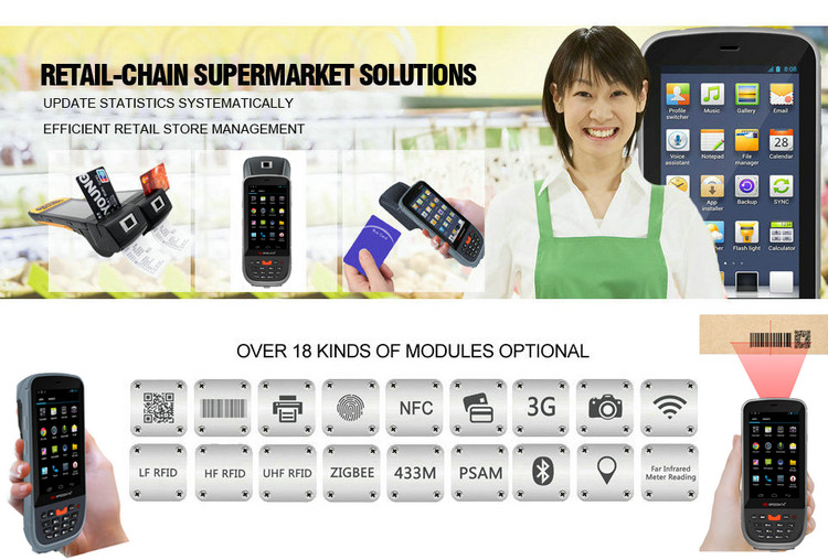 смарт-карты Pda батареи 4500mah стержень сбора данных промышленной Handheld портативный